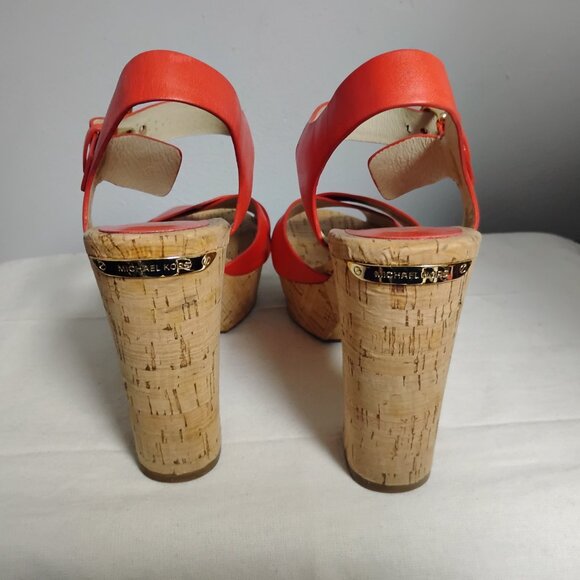 ❤️MICHAEL KORS NATALIA MANDARIN OPEN TOE PLATFORM SANDALS SHOES 7.5 - Picture 8 of 13